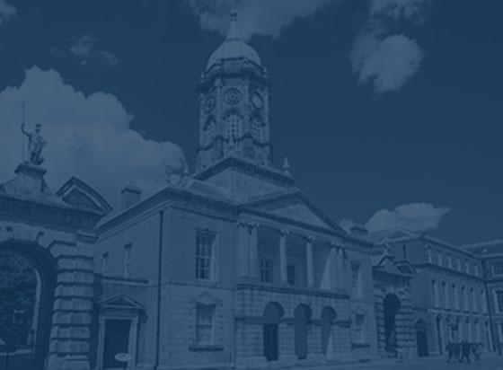 blue monochrome of palatial stone building